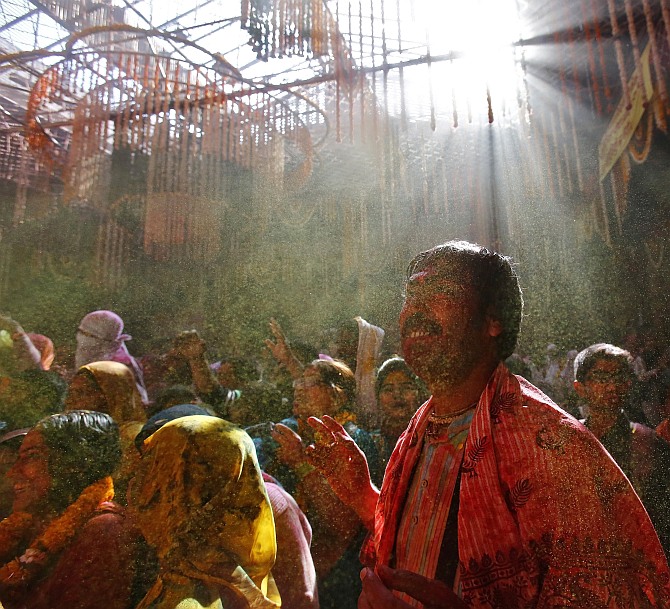 This is how they play Holi in Vrindavan