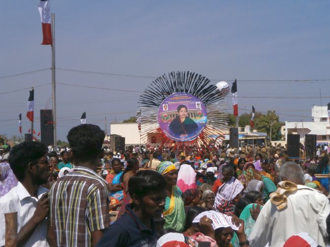 A section of the crowd at the AIADMK's Tuticorin election rally.
