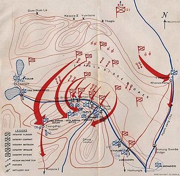 Brig John Dalvi's map of the Operations in Thagla ridge sector