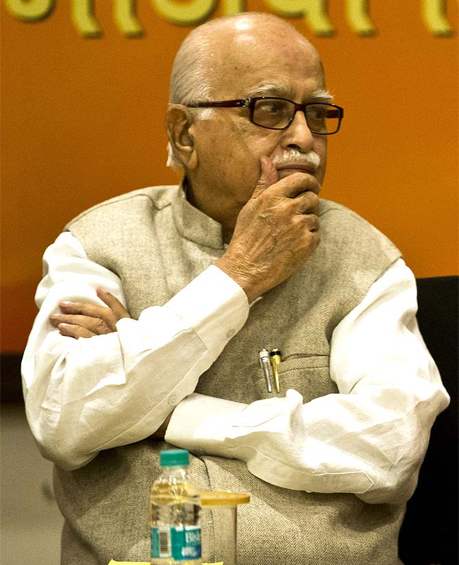 BJP veteran leader L K Advani at a meeting in New Delhi