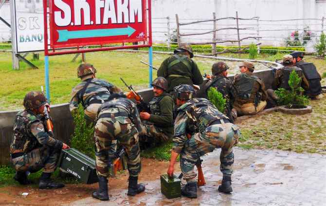 Terrorists go on bloody rampage near Jammu Soldiers engage in a gun-battle with suspected LeT terrorists at Katha near Jammu on Friday