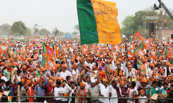 Thousands of people gathered to watch the BJP leader and chanted his name during the speech. 