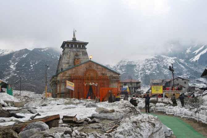 Devotees flock to the Kedarnath temple on the opening day of its reopening on Sunday