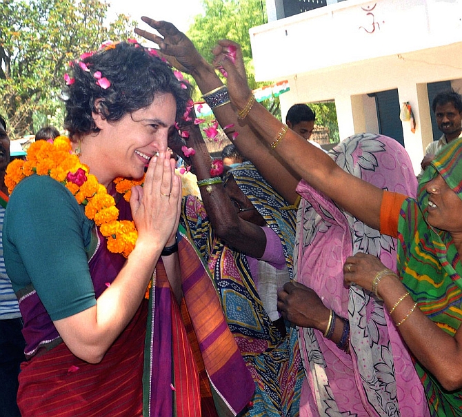 Priyanka Gandhi interacts with villagers in UP 