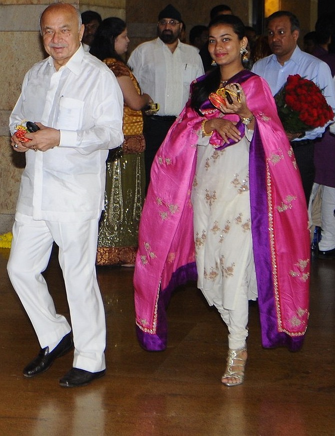 Union Home Minister Sushilkumar Shinde and his MLA daughter Praniti