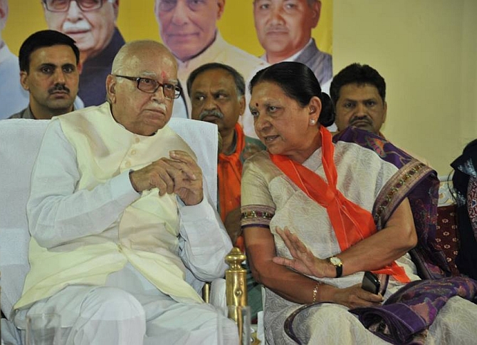 Anandiben with veteran BJP leader L K Advani