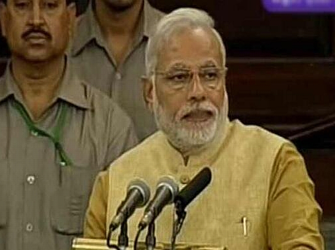 Modi delivers his first speech in Parliament