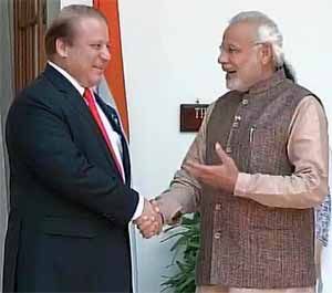 Narendra Modi with Nawaz Sharif
