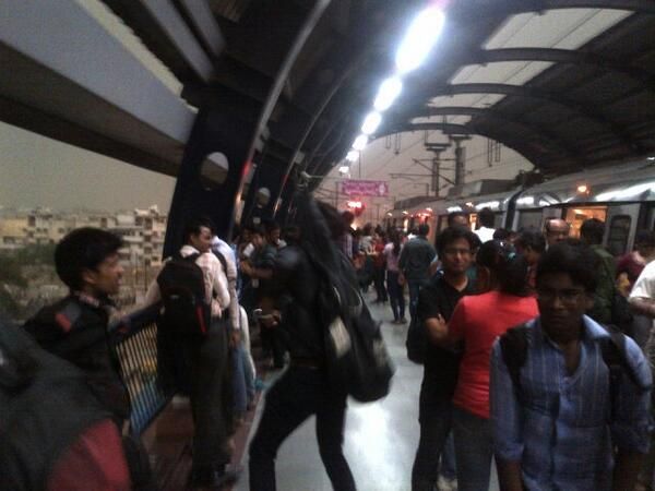 People waiting at Metro stations, as services were affected.