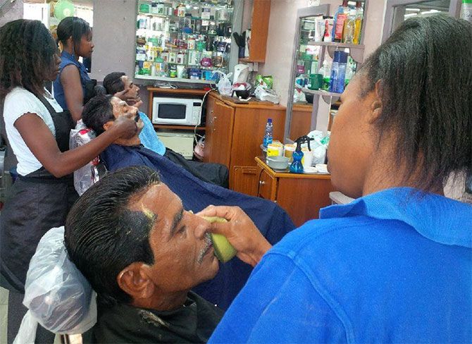 A visit to the barber to get rid of those beards