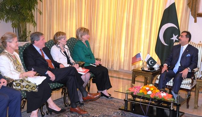 Robin Raphel, left, with then secretary of state Hillary Clinton and then Pakistan president Asif Ali Zardari in Islamabad. Raphel, who had retired from the State Department, was appointed to Richard Holbrooke's (third from left) team by President Obama.