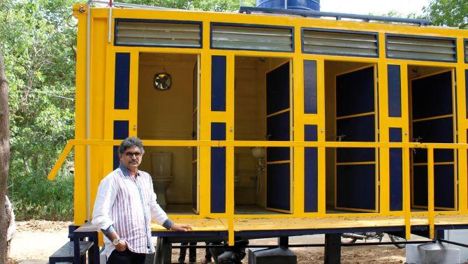 Suresh Menon with his toilets