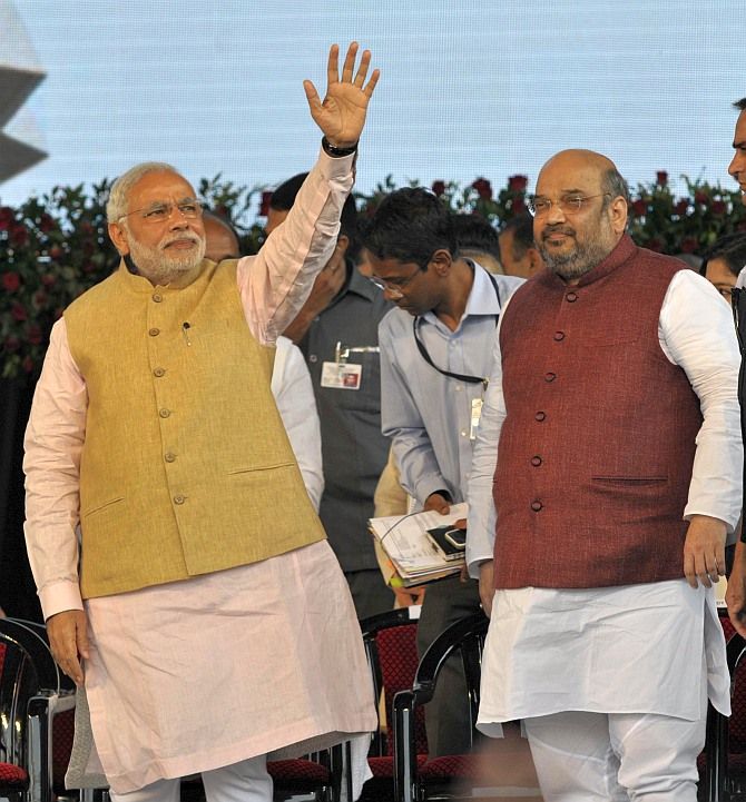 BJP President Amit Shah with Prime Minister Narendra Modi.