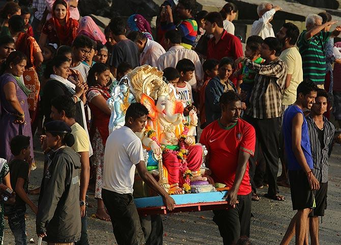 Visarjan at Shivaji Park beach, central Mumbai