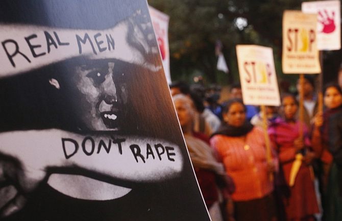 A demonstration against rape in India.