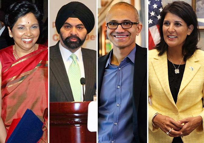 PepsiCo Chairman Indra Nooyi, Mastercard CEO, Ajay Banga, Microsoft CEO Satya Nadella and South Carolina Nikki Haley