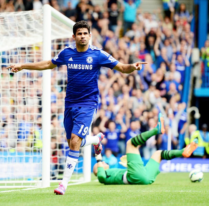 Diego Costa celebrates after scoring