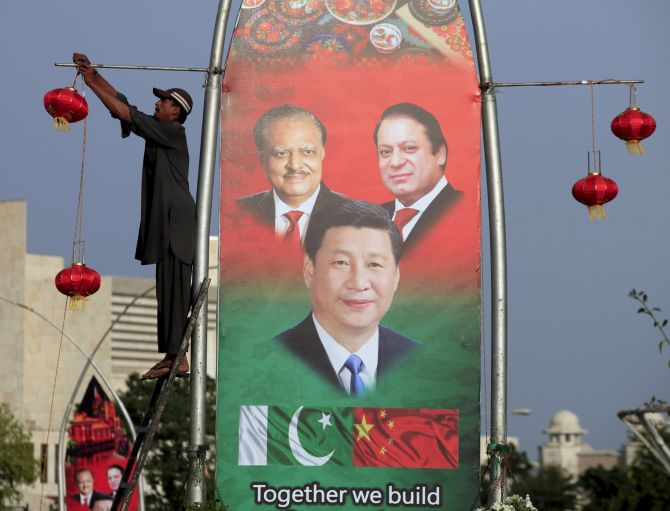 An Islamabad street is spruced up for Xi Jinping's visit to Pakistan last year.