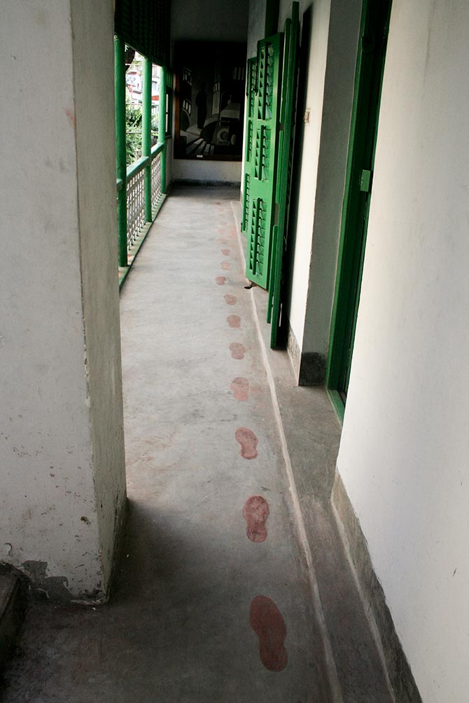 These painted footsteps are a reminder that Netaji once walked here.