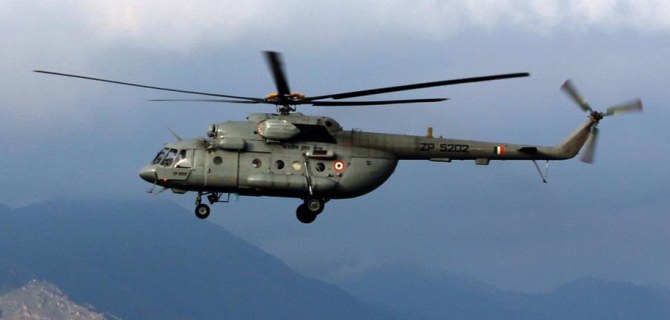 An IAF helicopter seen during rescue operations after the 2015 Nepal earthquake