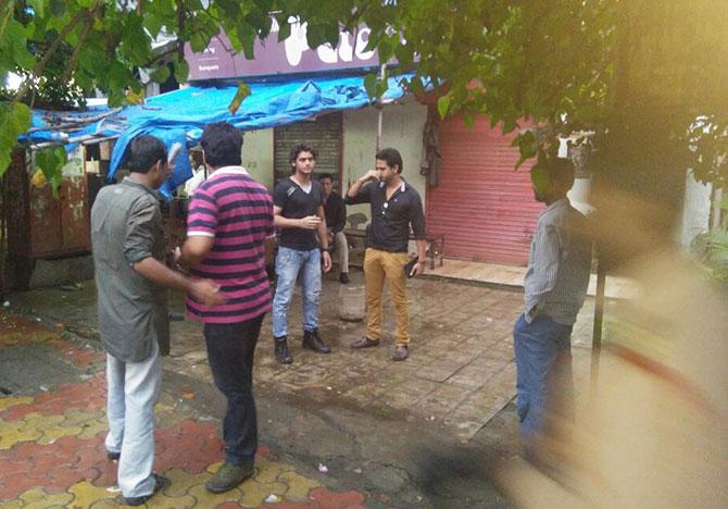 Lalti Satyarthi having tea at a nearby tea stall called "Tapri"