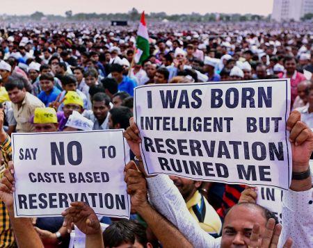 A scene from a Patidar protest in Gujarat