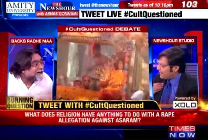 Arnab Goswami and Prahlad Kakkar joust over Radhe Maa's spiritual credentials.