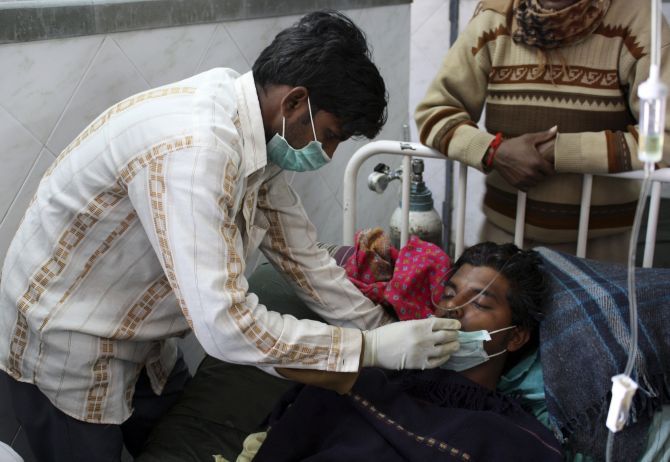 A patient being treated for Hepatitis in a Gujarat hospital