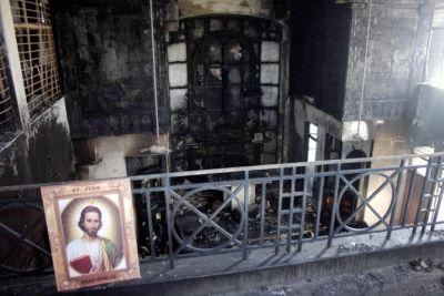 One of the Delhi churches burnt down by arsonists.