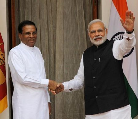 Narendra Modi with Sri Lankan President Maithripala Sirisena