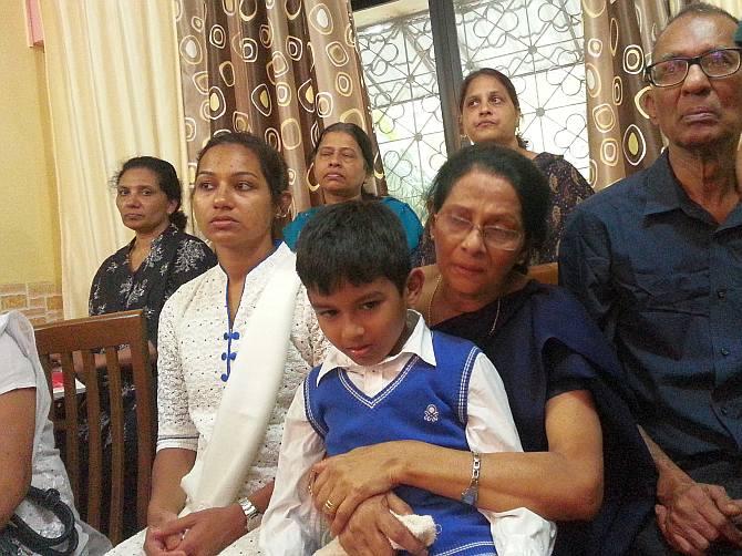 From left: Wilma, Rhys, Gladys and Frank along with relatives just before Russel's coffin was taken for his final burial