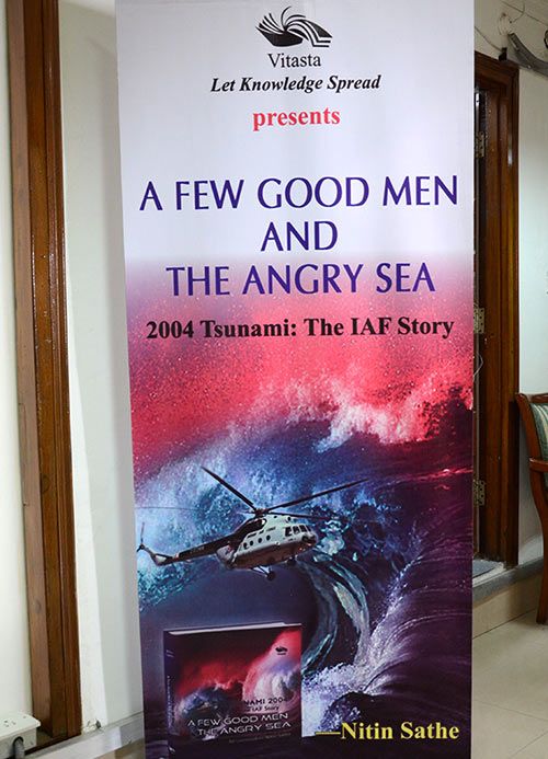 The cover of the book at the launch at Vayu Bhavan, the Indian Air Force Headquarters.