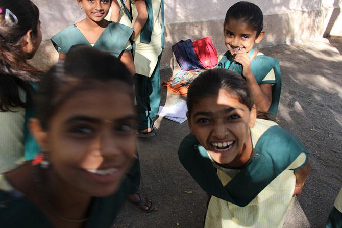 I found more girls than boys in this school at Kamigadh, South Gujarat