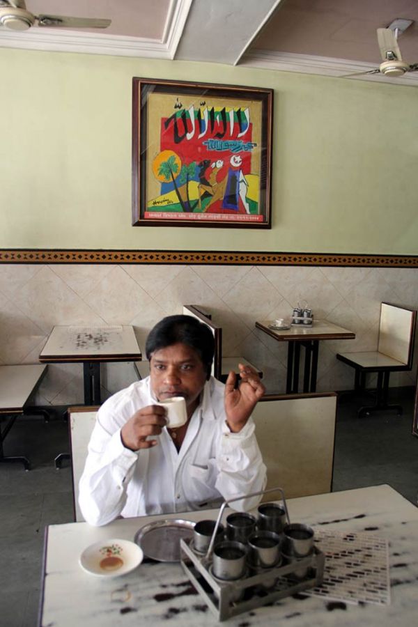 An M F Husain painting at the New Lucky restaurant
