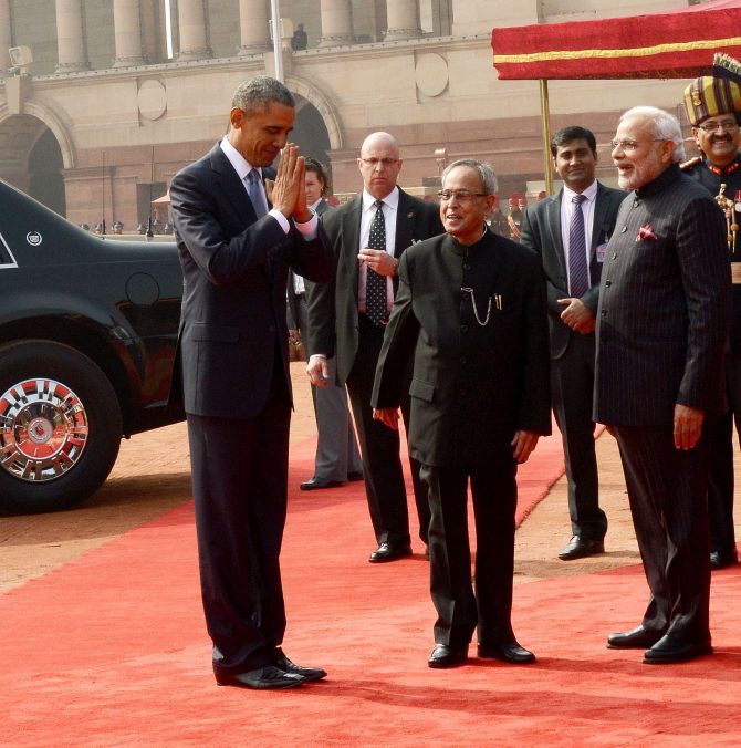 President Barack Obama at Rashtrapati Bhavan. Photograph: Press Information Bureau