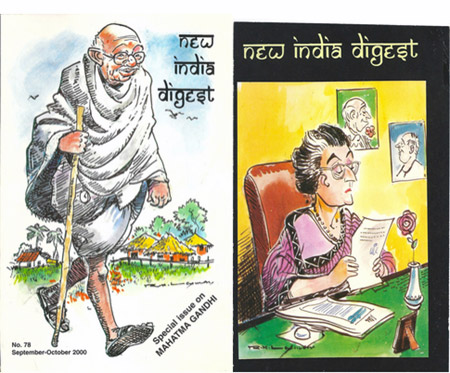 R K Laxman's covers for the New India Digest