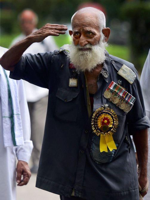 An Indian Vet at the OROP protest.