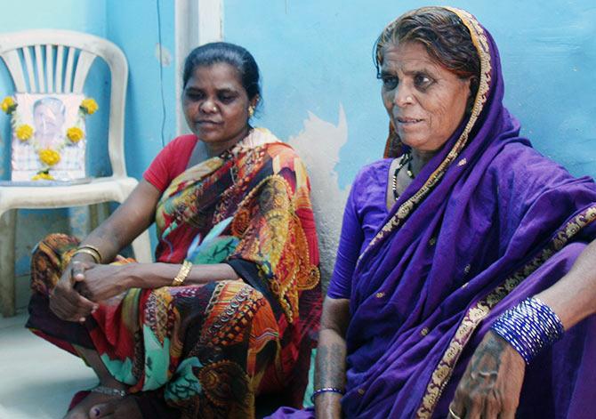 Sangeeta Gade with her mother Ramabai at whose residence the family has been staying after Sangeeta's husband passed away