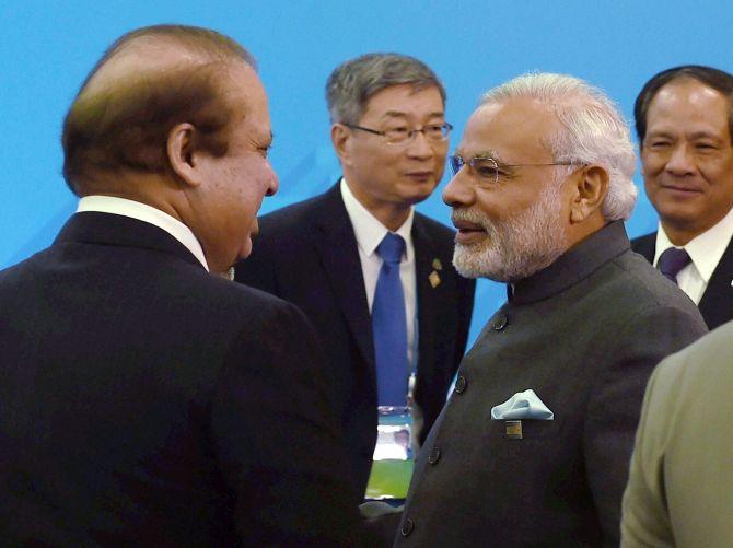 Narendra Modi with Nawaz Sharif