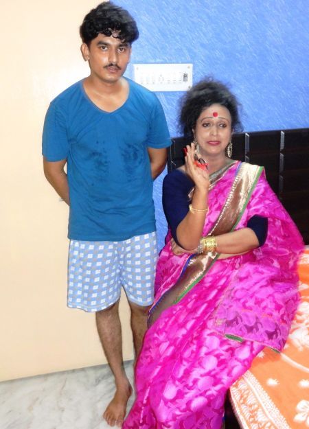 Manobi Bandyopadhyay with her adopted son