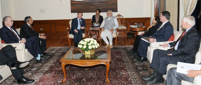 US Congressman Ed Royce and the Congressional delegation with Prime Minister Narendra Modi. Photograph: Press Information Bureau