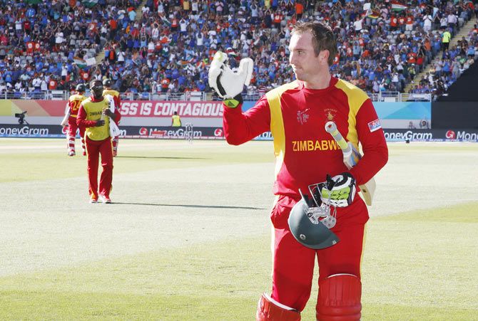 Zimbabwe's Brendan Taylor leaves the field