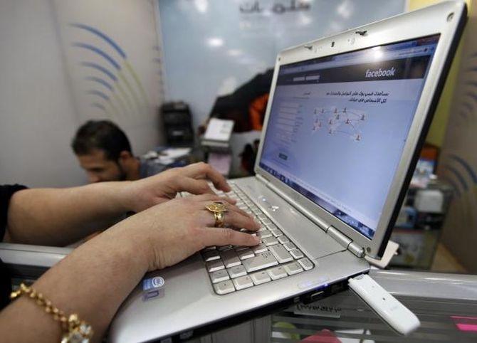 A woman working on the computer