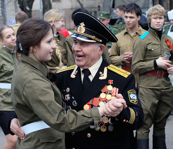 World War II veteran on Victory Day celebration in Russia in 2013 