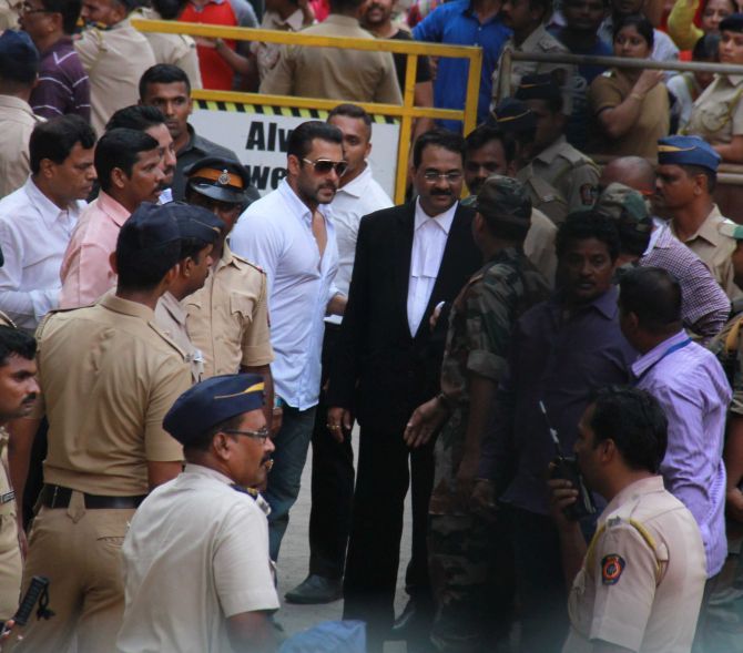 Salman Khan outside court after he was granted bail