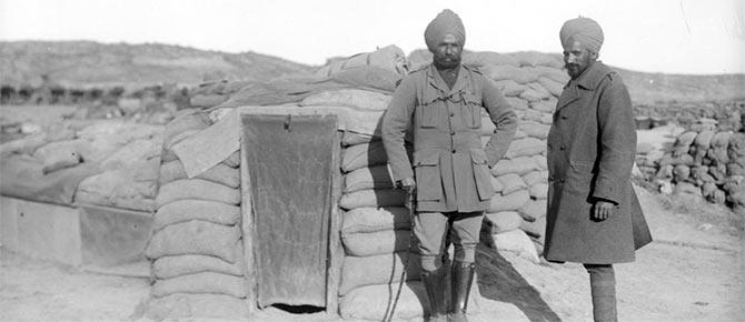 Two officers of an Indian mule company in Gallipoli, 1915.