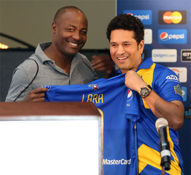 Brian Lara and Sachin Tendulkar, arguably the greatest batsmen of their era.