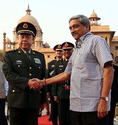 Defence Minister Manohar Parrikar and General Fan Changlong, vice-chairman of China's powerful Central Military Commission, November 16, 2015.