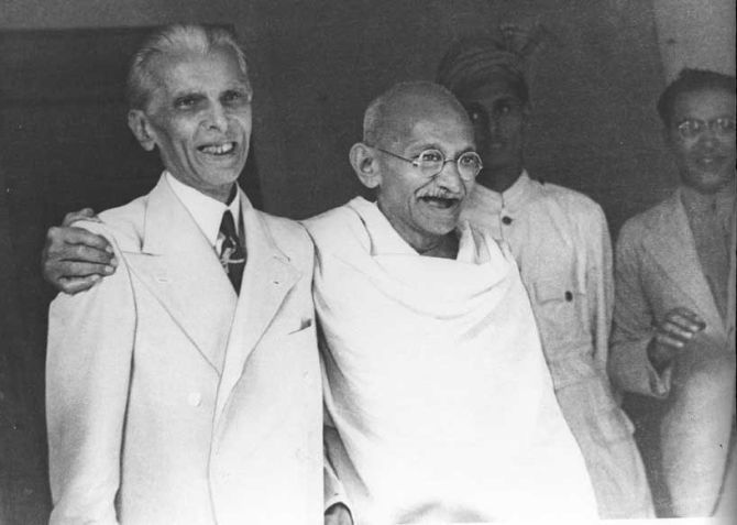 Mahatma Gandhi with Mohammed Ali Jinnah