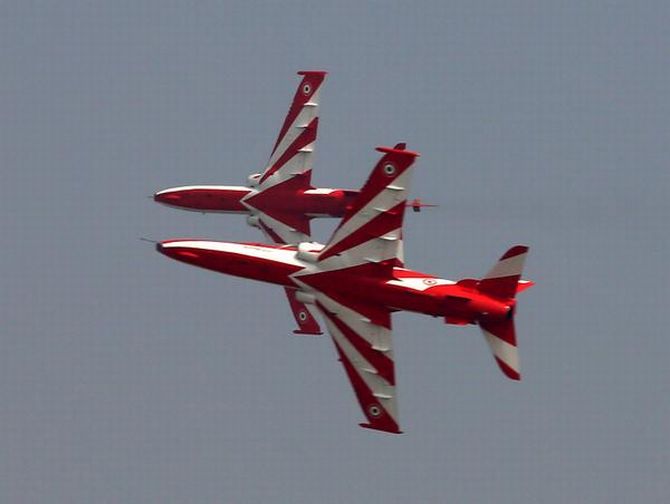 Indian Air Force Hawks during a rehearsal for Air Force Day, October 7, 2015.